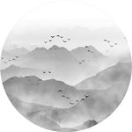 新中式圆形山水装饰画