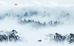 最新 山水客厅背景 tif分层