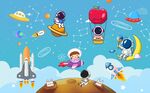 卡通太空星球背景墙图片