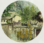 农村丰收景象国画