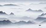 中式 客厅背景山水 TIF文件