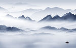 中式山水客厅画 tif分层图