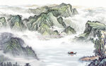 国画现代意境山水 TIF分层