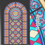 欧式教堂玻璃花窗图案设计