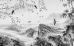 花鸟背景墙山水 TIF分层图