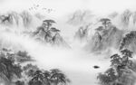 中国风背景墙灰山水 TIF分层