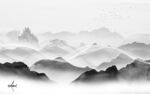 高档背景墙灰山水 TIF分层