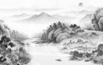 别墅灰色意境山水 TIF分层