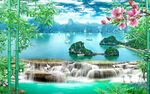 瀑布流水背景墙