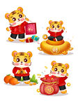 虎年国潮卡通插画  