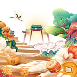 国潮装饰插画元素
