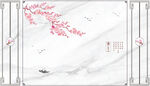 晶瓷画梅花大理石电视背景墙