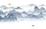 中式客厅山水图 tif分层画