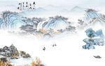 中式 客厅背景山水 tif分层