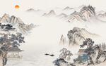 中国风电视山水画 tif分层图