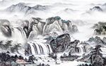 新中式意境山水背景 TIF分层
