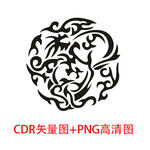 圆形龙纹矢量图