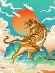 国潮虎新春虎年插画中国风