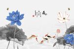 中式荷韵背景墙