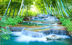 山水瀑布流水生财风景
