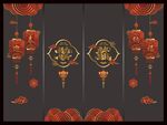 新中式新春玻璃贴