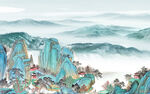 国画电视客厅山水 TIF分层