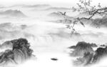 花鸟背景中式山水 tif分层