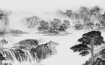 中国风客厅灰色山水 tif分层