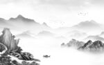 高端客厅灰色山水 tif分层
