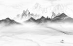 中式灰色高档山水 tif分层