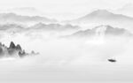 简约灰色山水墙画 TIF分层
