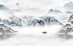 简约 山水中式背景 tif分层