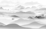 人气灰色背景山水 tif分层