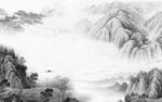 客厅别墅墙画山水 TIF分层
