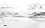 新品别墅墙画山水 TIF分层