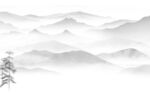 别墅 墙画灰色山水 tif分层