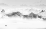 水墨墙画灰色山水 tif分层