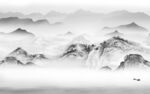 中式 客厅灰色山水 tif分层