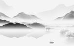 别墅 灰色背景山水 tif分层