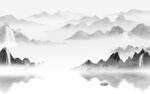 高档 灰色背景山水 tif分层
