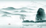 水墨客厅背景山水 TIF分层