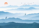 新中式山水背景