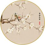 中式山水花鸟梅花装饰画图片