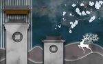 新中式建筑背景墙 