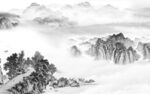 爆款意境灰色山水 tif分层