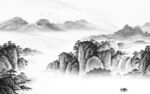 高清 意境灰色山水 tif分层