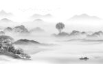 客厅 中式灰色山水 TIF分层