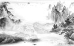 背景墙风景意境山水 tif分层