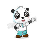 卡通熊猫医生矢量插图