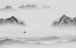 水墨客厅灰色山水 TIF分层